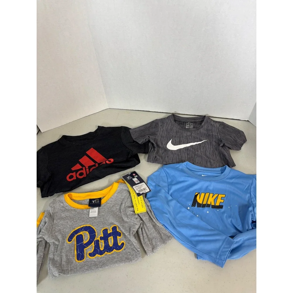 Boys Nike Adidas Pitt Athletic Shirt Lot‎ 4pc Size 6 Dri-FIT Performance Tops